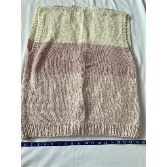 Vintage IH Collectibles Womens Pink & Cream Striped Knit Vest - Picture 7 of 11